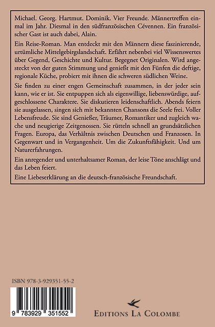 Rückseite des Buches "Freunde miteinander unterwegs. Männertreffen in den Cévennen" von Klaus Schützinger