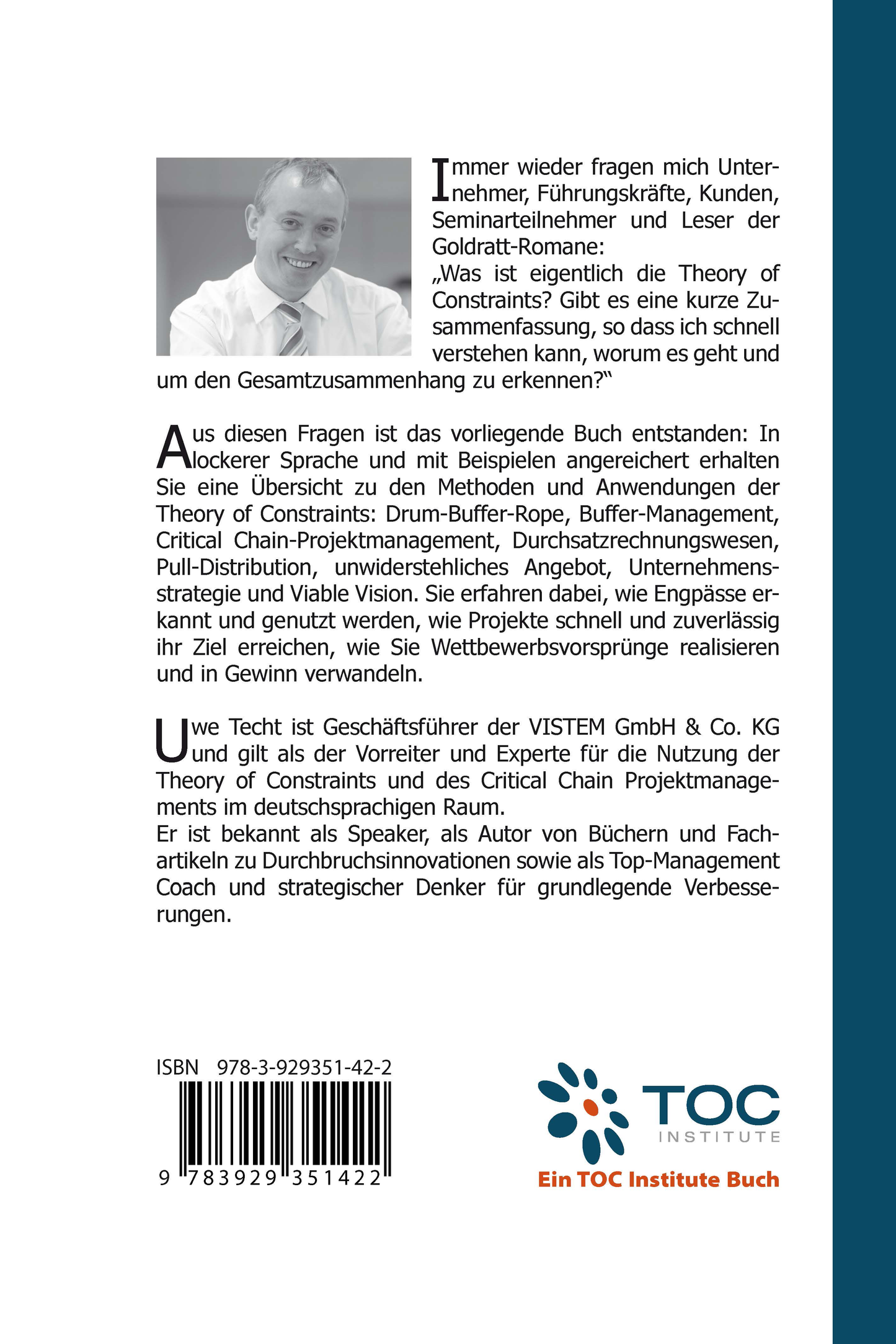 Rückseite des Buches "Goldratt und die Theory of Constraints" von Uwe Techt